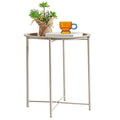 Runder klappbarer TV-Ablagetisch, kleiner runder Beistelltisch aus Stahl, keine Montage erforderlich – 47 x 47 x 50 cm