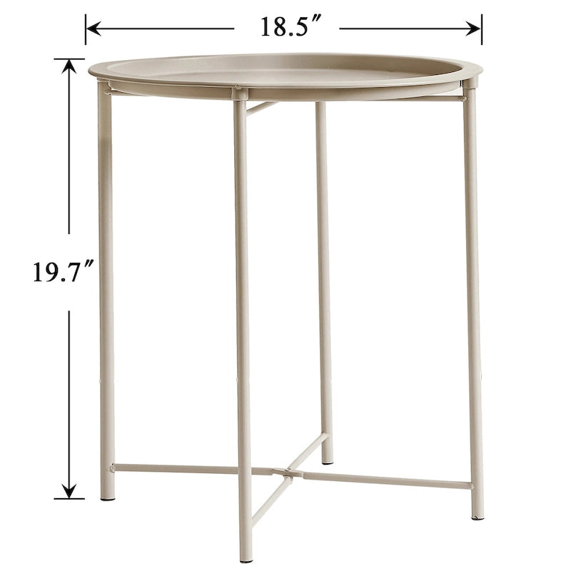 Runder klappbarer TV-Ablagetisch, kleiner runder Beistelltisch aus Stahl, keine Montage erforderlich – 47 x 47 x 50 cm