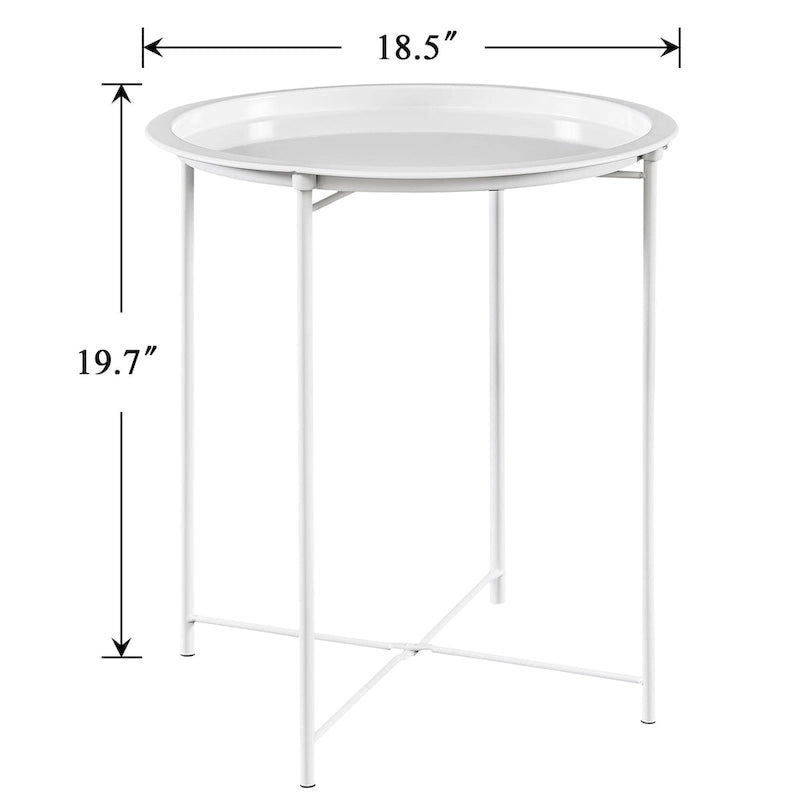 Runder klappbarer TV-Ablagetisch, kleiner runder Beistelltisch aus Stahl, keine Montage erforderlich – 47 x 47 x 50 cm