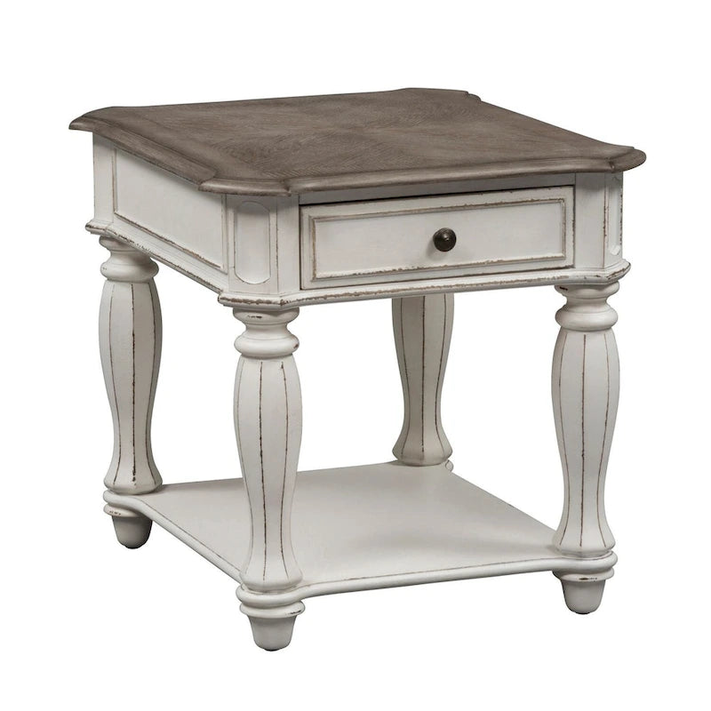Magnolia Manor Antikweiß Weathered Bark 3-teiliges Couchtisch-Set