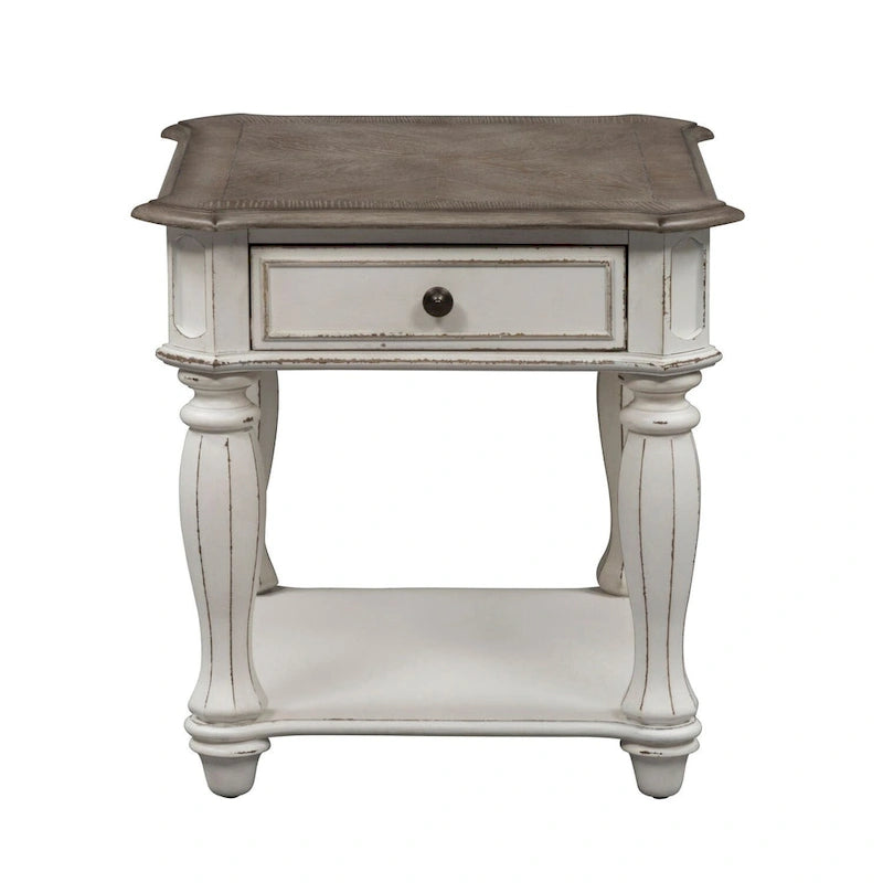 Magnolia Manor Antikweiß Weathered Bark 3-teiliges Couchtisch-Set