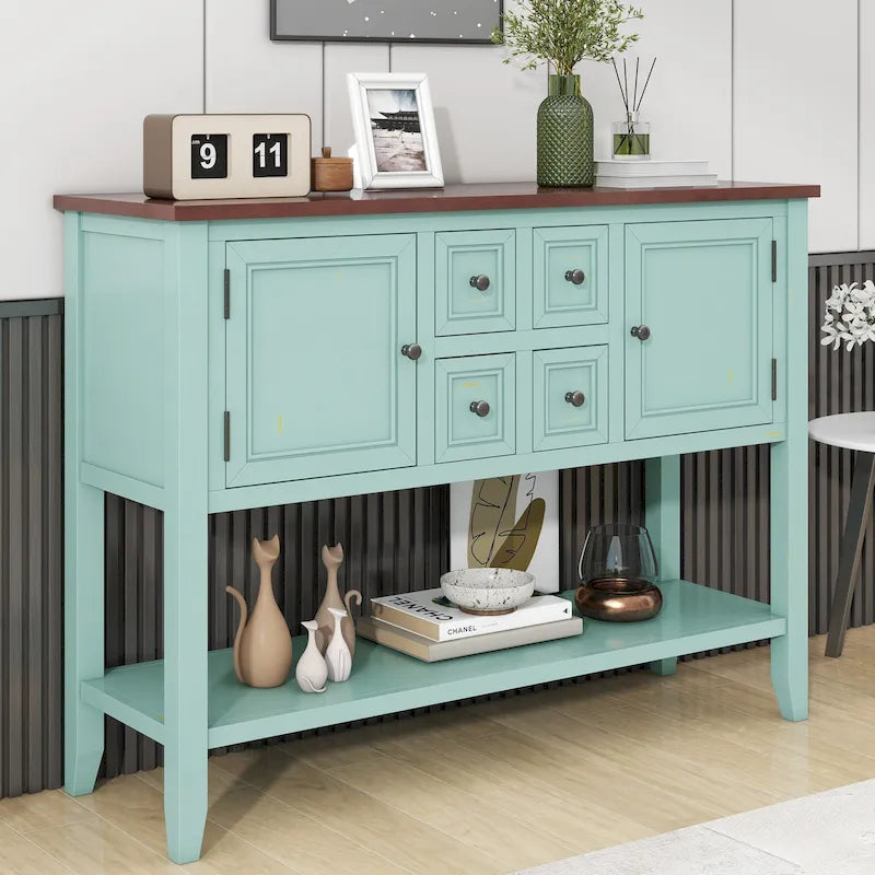 Nestfair Retro Sideboard Konsolentisch mit Schubladen und unterem Regal