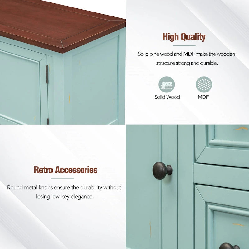 Nestfair Retro Sideboard Konsolentisch mit Schubladen und unterem Regal