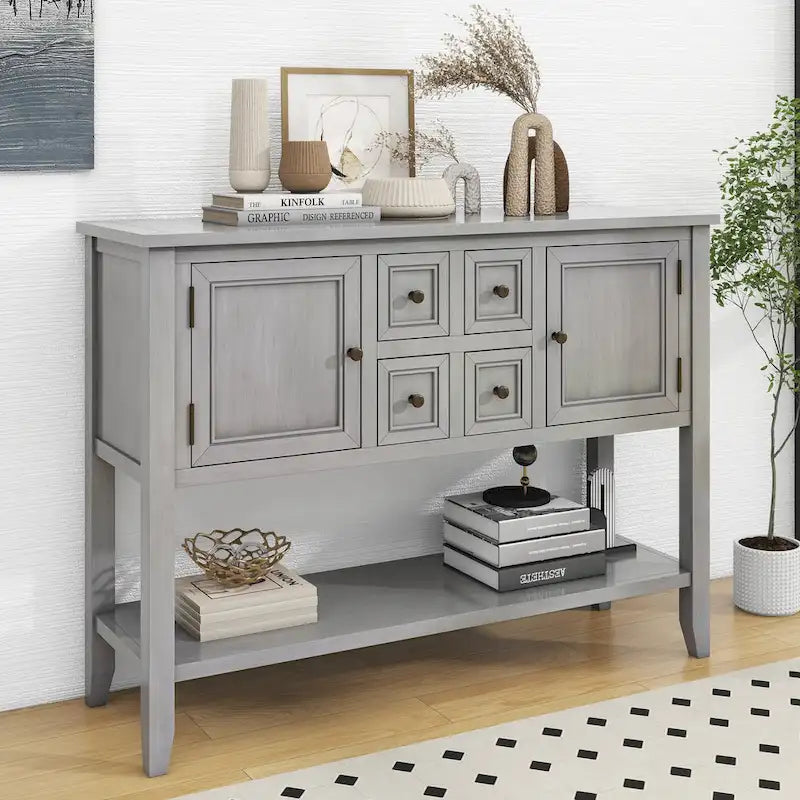 Nestfair Retro Sideboard Konsolentisch mit Schubladen und unterem Regal