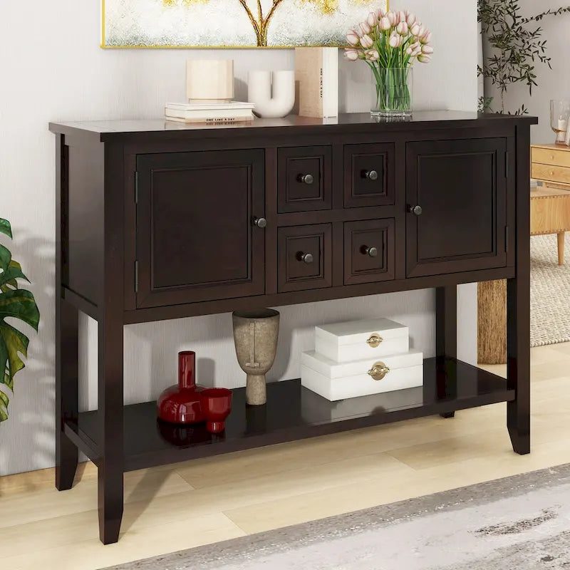 Nestfair Retro Sideboard Konsolentisch mit Schubladen und unterem Regal