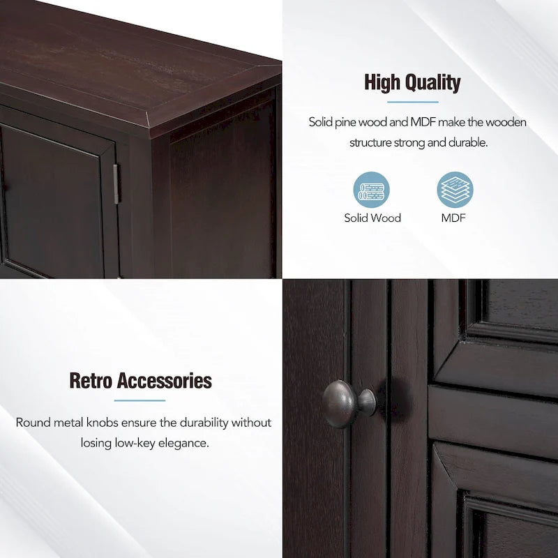 Nestfair Retro Sideboard Konsolentisch mit Schubladen und unterem Regal