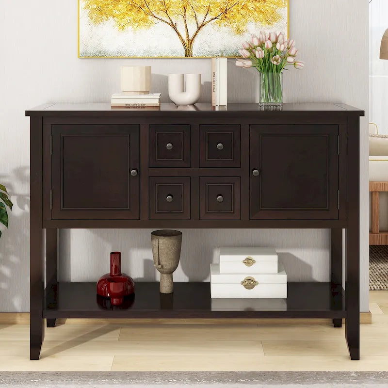 Nestfair Retro Sideboard Konsolentisch mit Schubladen und unterem Regal