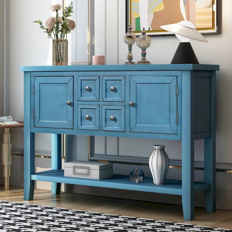 Nestfair Retro Sideboard Konsolentisch mit Schubladen und unterem Regal