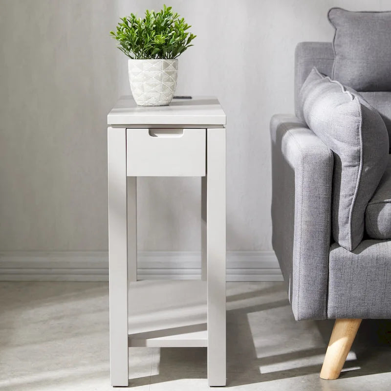 Leick Home Charging Cade Wood Side Table with Drawer