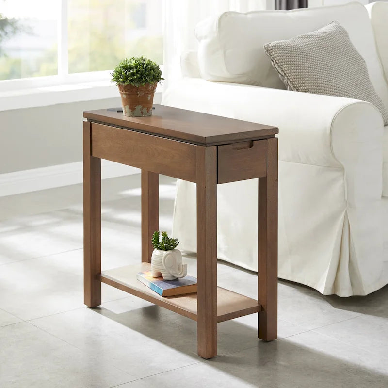 Leick Home Aufladen Cade Holz-Beistelltisch mit Schublade