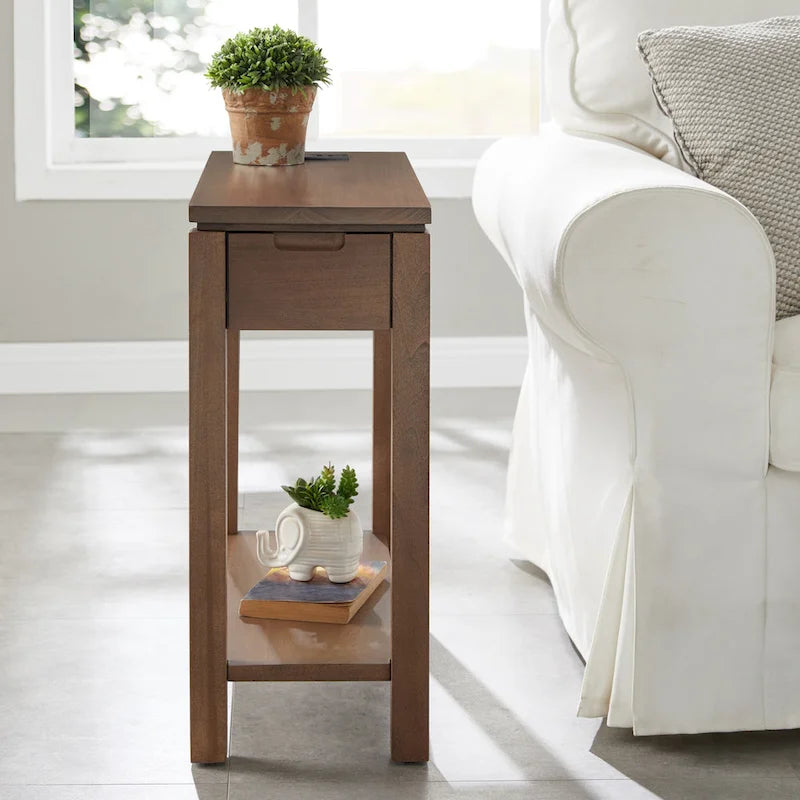Leick Home Aufladen Cade Holz-Beistelltisch mit Schublade