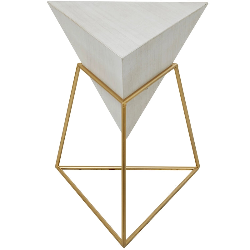 Akzenttisch in umgedrehter Pyramidenform aus Holz mit Metallgestell – Schwarz oder Weiß – Roche River Decor