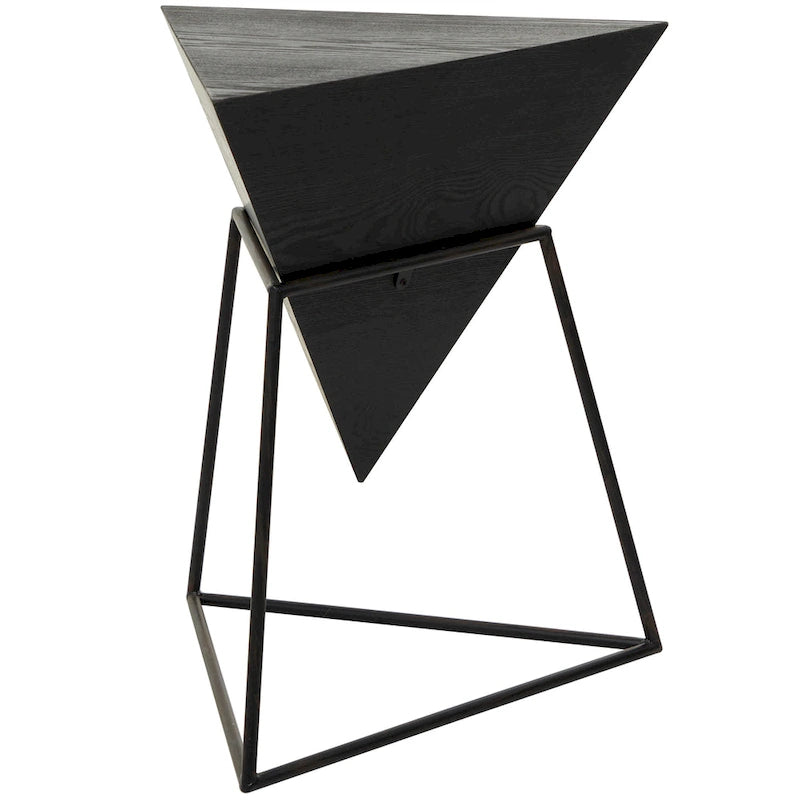 Akzenttisch in umgedrehter Pyramidenform aus Holz mit Metallgestell – Schwarz oder Weiß – Roche River Decor