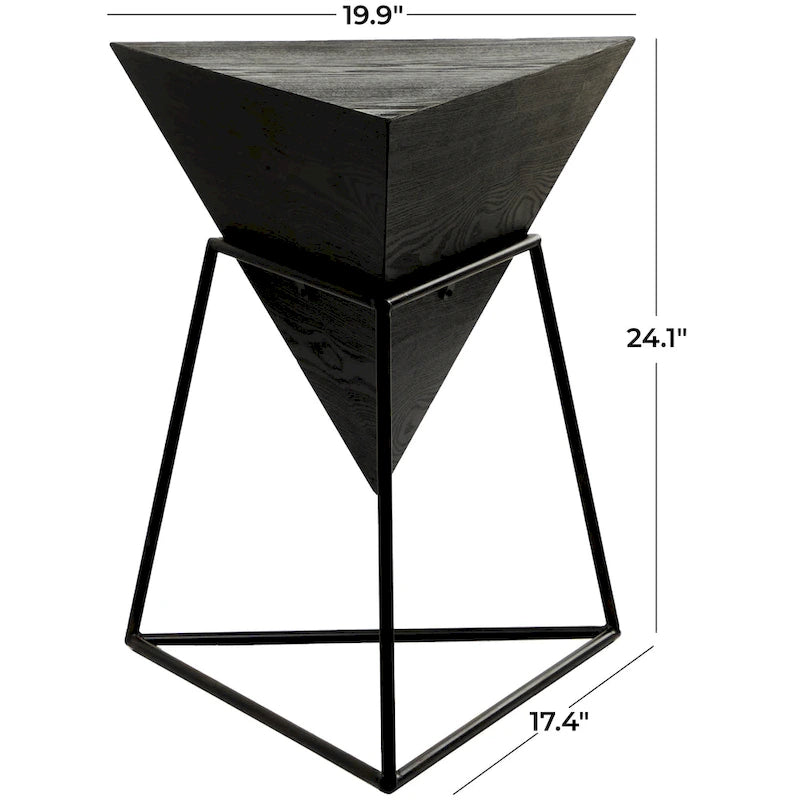 Akzenttisch in umgedrehter Pyramidenform aus Holz mit Metallgestell – Schwarz oder Weiß – Roche River Decor