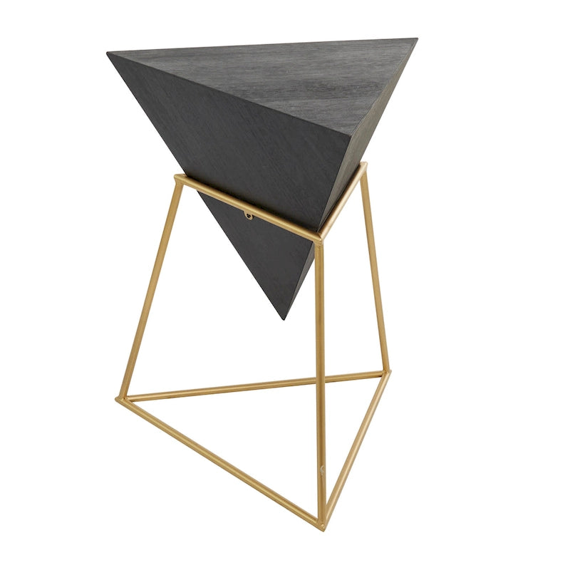 Akzenttisch in umgedrehter Pyramidenform aus Holz mit Metallgestell – Schwarz oder Weiß – Roche River Decor