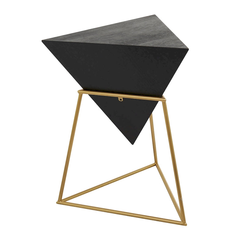 Akzenttisch in umgedrehter Pyramidenform aus Holz mit Metallgestell – Schwarz oder Weiß – Roche River Decor
