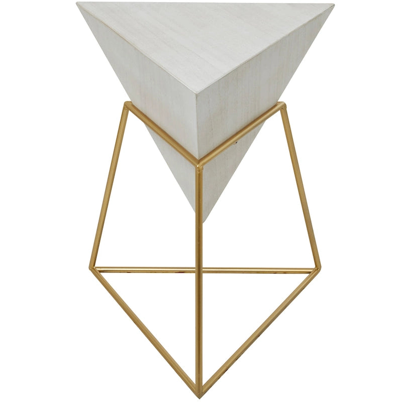 Akzenttisch in umgedrehter Pyramidenform aus Holz mit Metallgestell – Schwarz oder Weiß – Roche River Decor