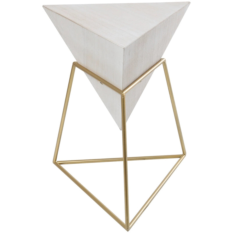 Akzenttisch in umgedrehter Pyramidenform aus Holz mit Metallgestell – Schwarz oder Weiß – Roche River Decor