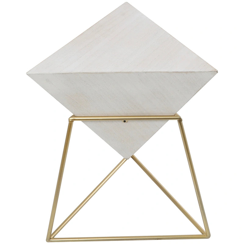 Akzenttisch in umgedrehter Pyramidenform aus Holz mit Metallgestell – Schwarz oder Weiß – Roche River Decor