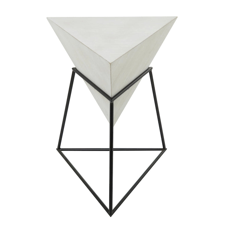 Akzenttisch in umgedrehter Pyramidenform aus Holz mit Metallgestell – Schwarz oder Weiß – Roche River Decor