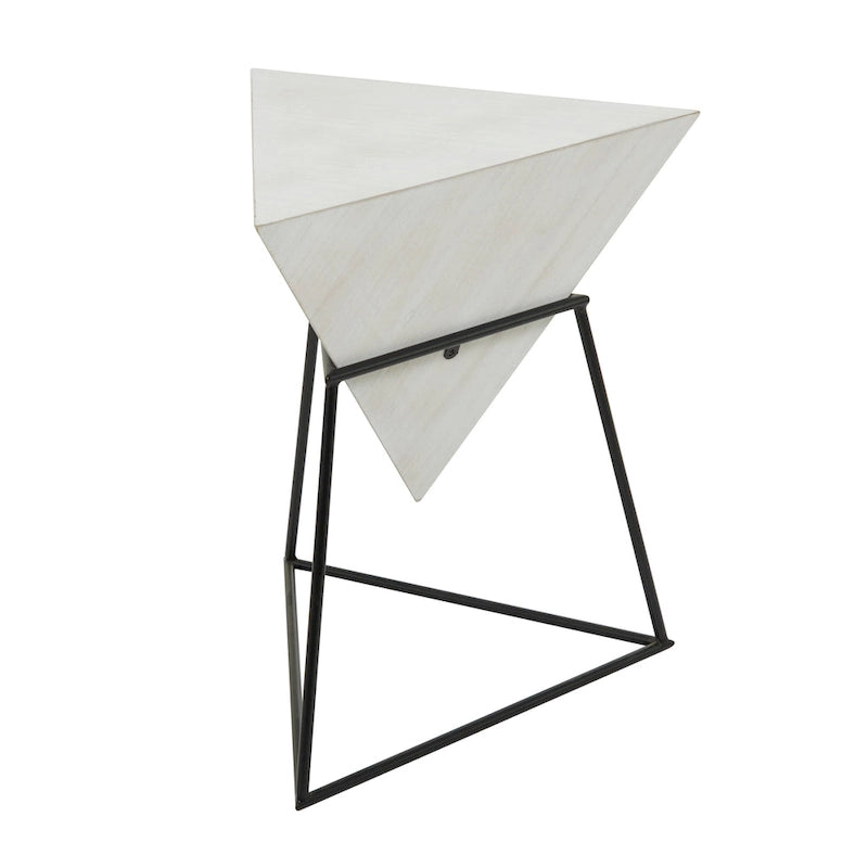 Akzenttisch in umgedrehter Pyramidenform aus Holz mit Metallgestell – Schwarz oder Weiß – Roche River Decor