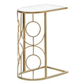 Metal Geometric Accent Table with Mirrored Glass Top - Gold - Roche River Decor - 19W x 12L x 24H