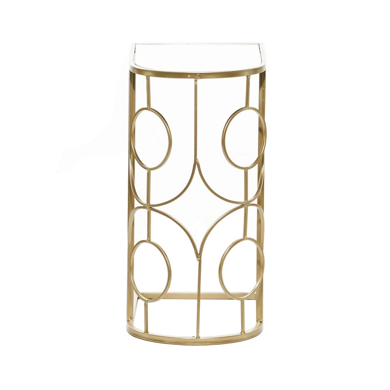 Geometrischer Beistelltisch aus Metall mit verspiegelter Glasplatte – Gold – Roche River Decor – 48,26B x 30,48L x 60,96H