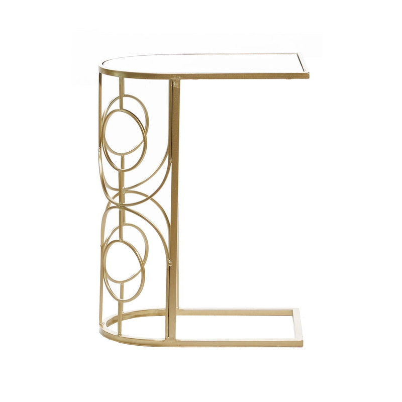 Geometrischer Beistelltisch aus Metall mit verspiegelter Glasplatte – Gold – Roche River Decor – 48,26B x 30,48L x 60,96H