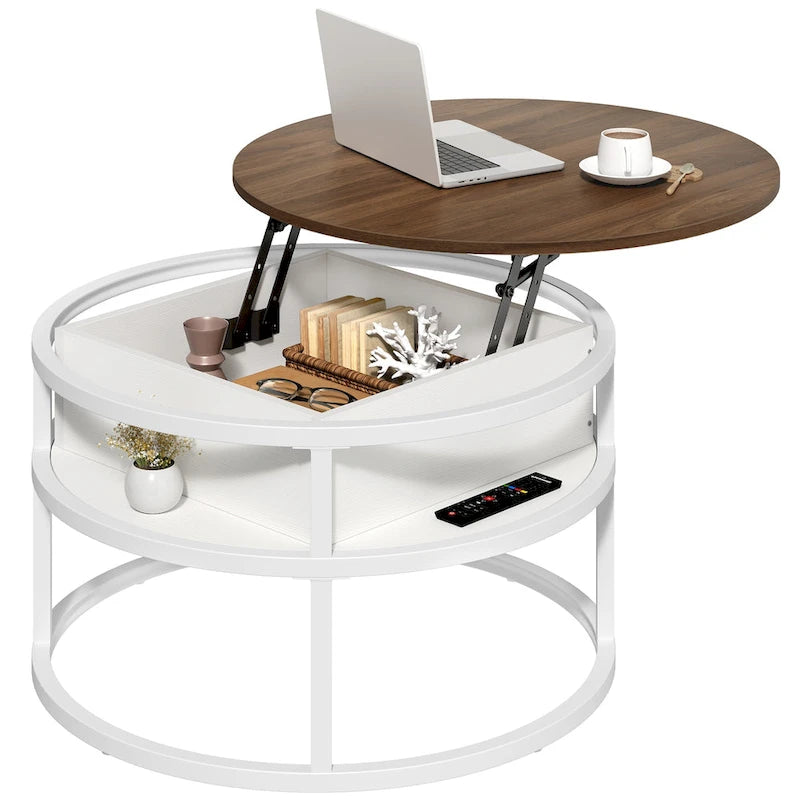 Moasis Runder Couchtisch mit Hebeplatte und verstecktem Stauraum