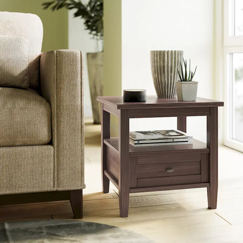 WYNDENHALL Norfolk Massivholz 50 cm breiter, rechteckiger Beistelltisch im Transitional-Stil - 50 cm breit