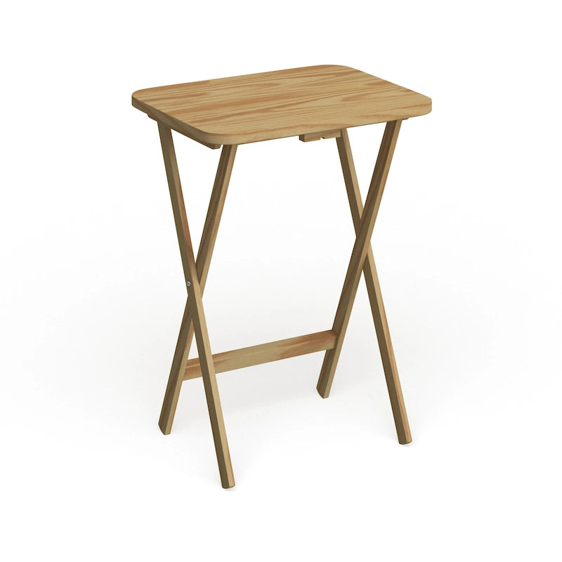 Porch & Den Laflin Traditionelles 5-teiliges Tablett-Tisch-Set aus Massivholz