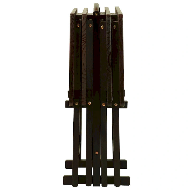 Porch & Den Laflin Traditionelles 5-teiliges Tablett-Tisch-Set aus Massivholz