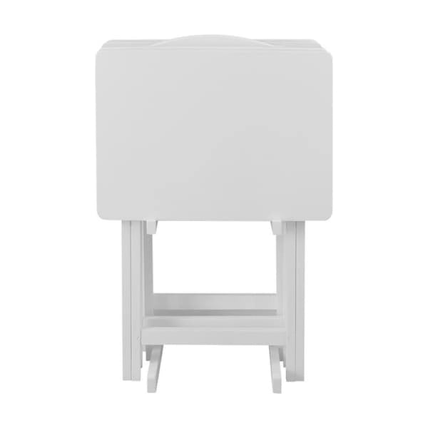 Porch & Den Laflin Traditionelles 5-teiliges Tablett-Tisch-Set aus Massivholz