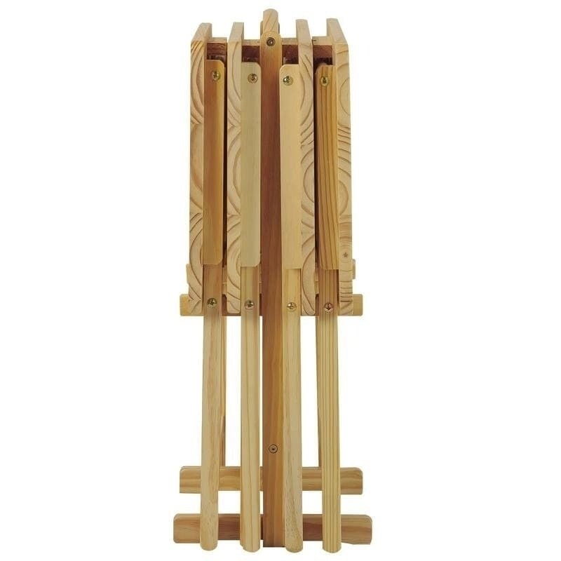 Porch & Den Laflin Traditionelles 5-teiliges Tablett-Tisch-Set aus Massivholz