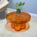 Moderner Künstlerischer Blumen Glas Runder Couchtisch Beistelltisch