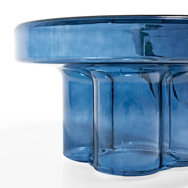 Moderner Künstlerischer Blumen Glas Runder Couchtisch Beistelltisch
