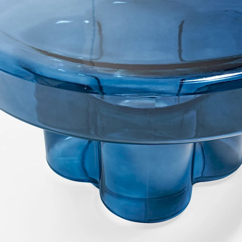 Moderner Künstlerischer Blumen Glas Runder Couchtisch Beistelltisch