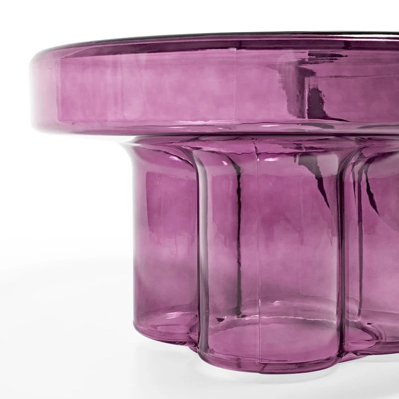 Moderner Künstlerischer Blumen Glas Runder Couchtisch Beistelltisch
