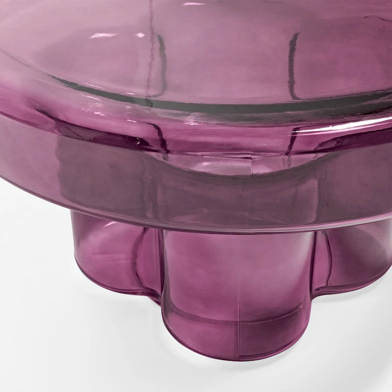 Moderner Künstlerischer Blumen Glas Runder Couchtisch Beistelltisch