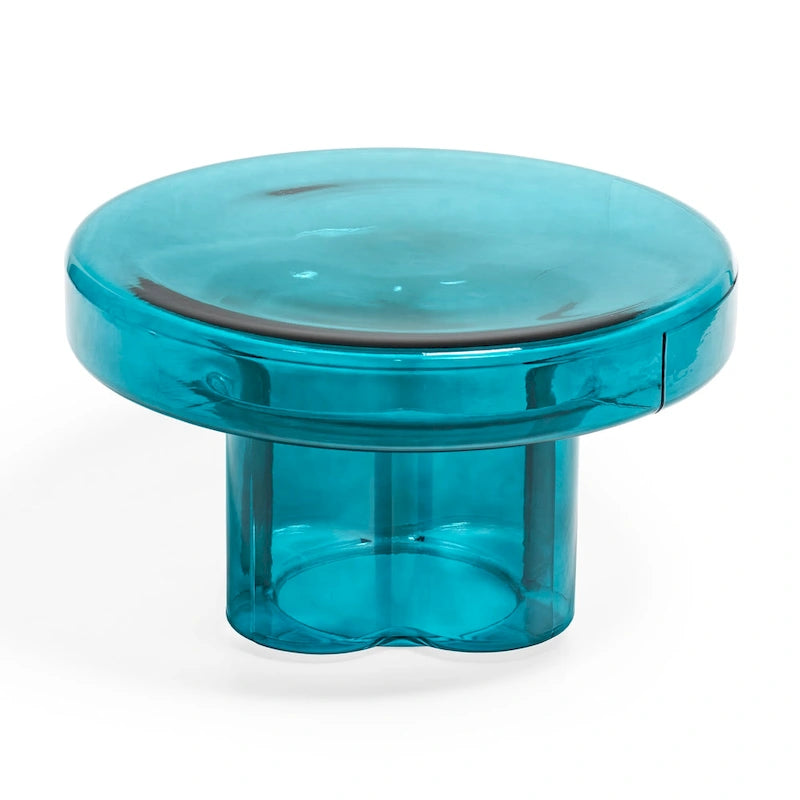 Moderner Künstlerischer Blumen Glas Runder Couchtisch Beistelltisch