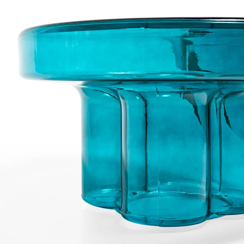 Moderner Künstlerischer Blumen Glas Runder Couchtisch Beistelltisch