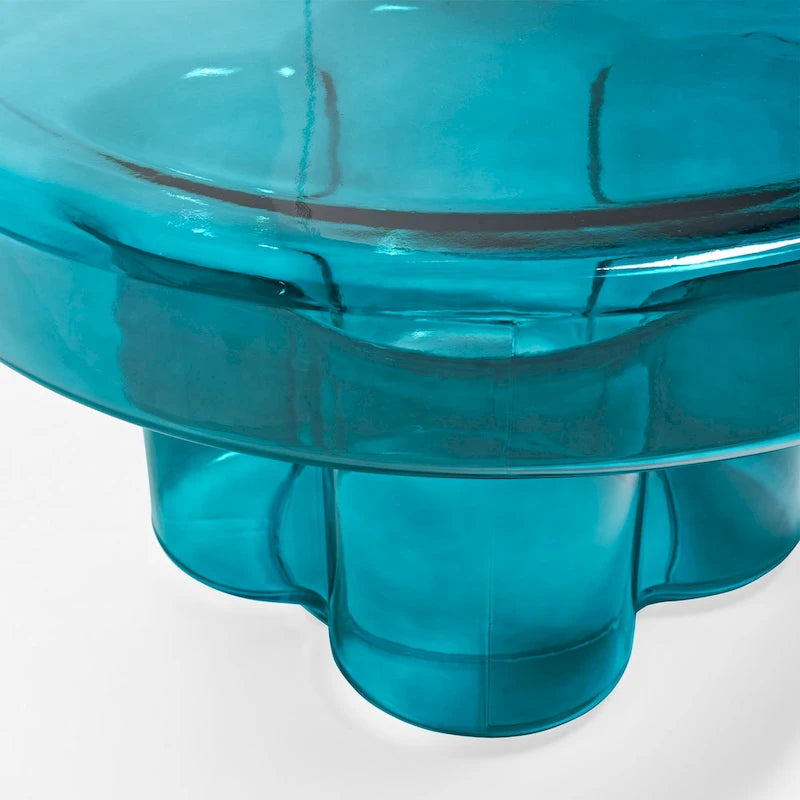 Moderner Künstlerischer Blumen Glas Runder Couchtisch Beistelltisch
