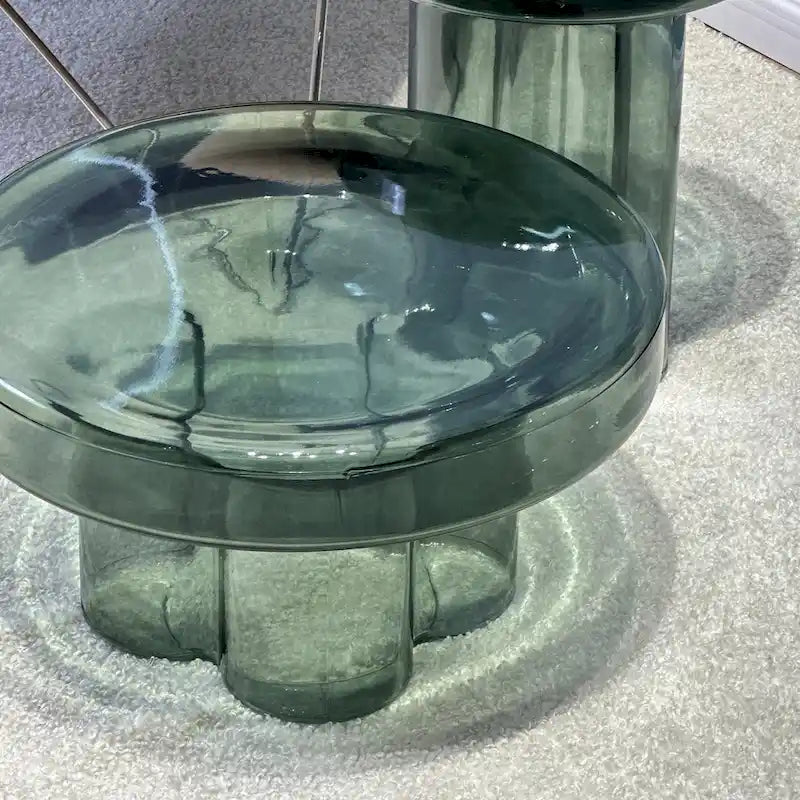 Moderner Künstlerischer Blumen Glas Runder Couchtisch Beistelltisch