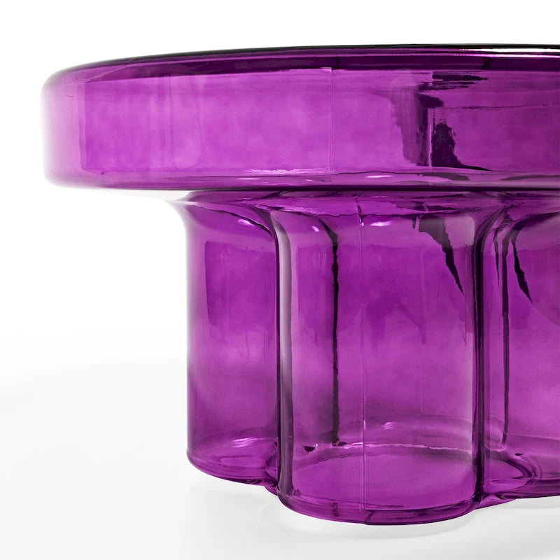 Moderner Künstlerischer Blumen Glas Runder Couchtisch Beistelltisch
