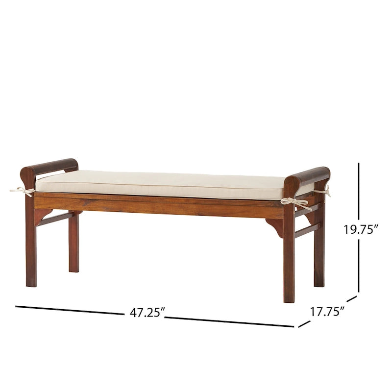 Nelson Rustic Akazienholzbank mit Kissen von Christopher Knight Home
