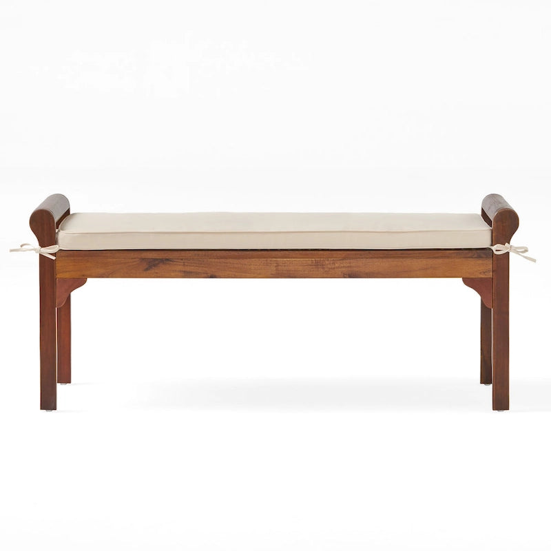 Nelson Rustic Akazienholzbank mit Kissen von Christopher Knight Home