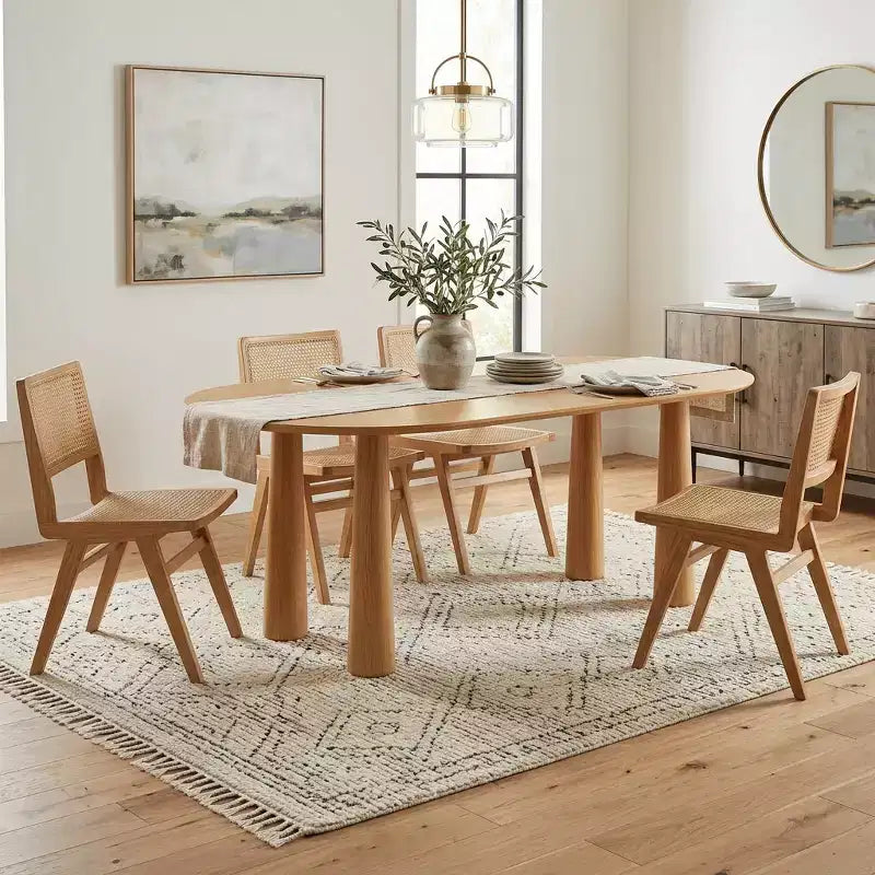 Dovelina 67 Ovaler Esstisch aus Holz mit 4 Beinen Moderner Küchentisch für 6 Personen