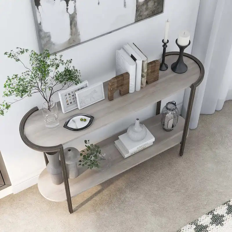 Rowland Urban Hellgrau 124 cm Stahl Konsolentisch mit 1 Ablage von Furniture of America