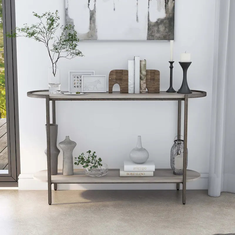Rowland Urban Hellgrau 124 cm Stahl Konsolentisch mit 1 Ablage von Furniture of America