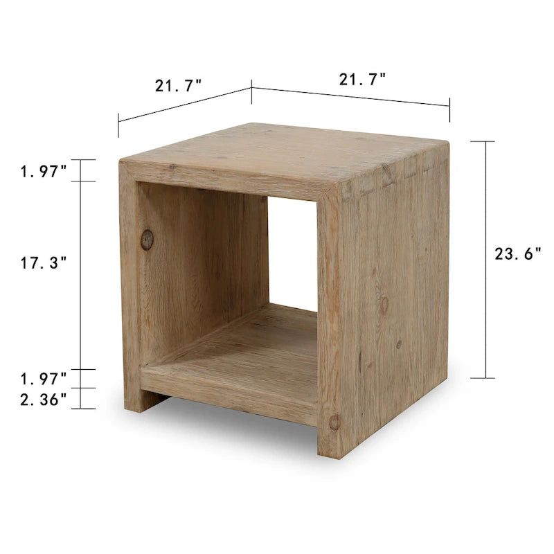 Artissance Capri Wasserfall-Beistelltisch mit Ablage Wettergegerbt Natur 22x22x24H